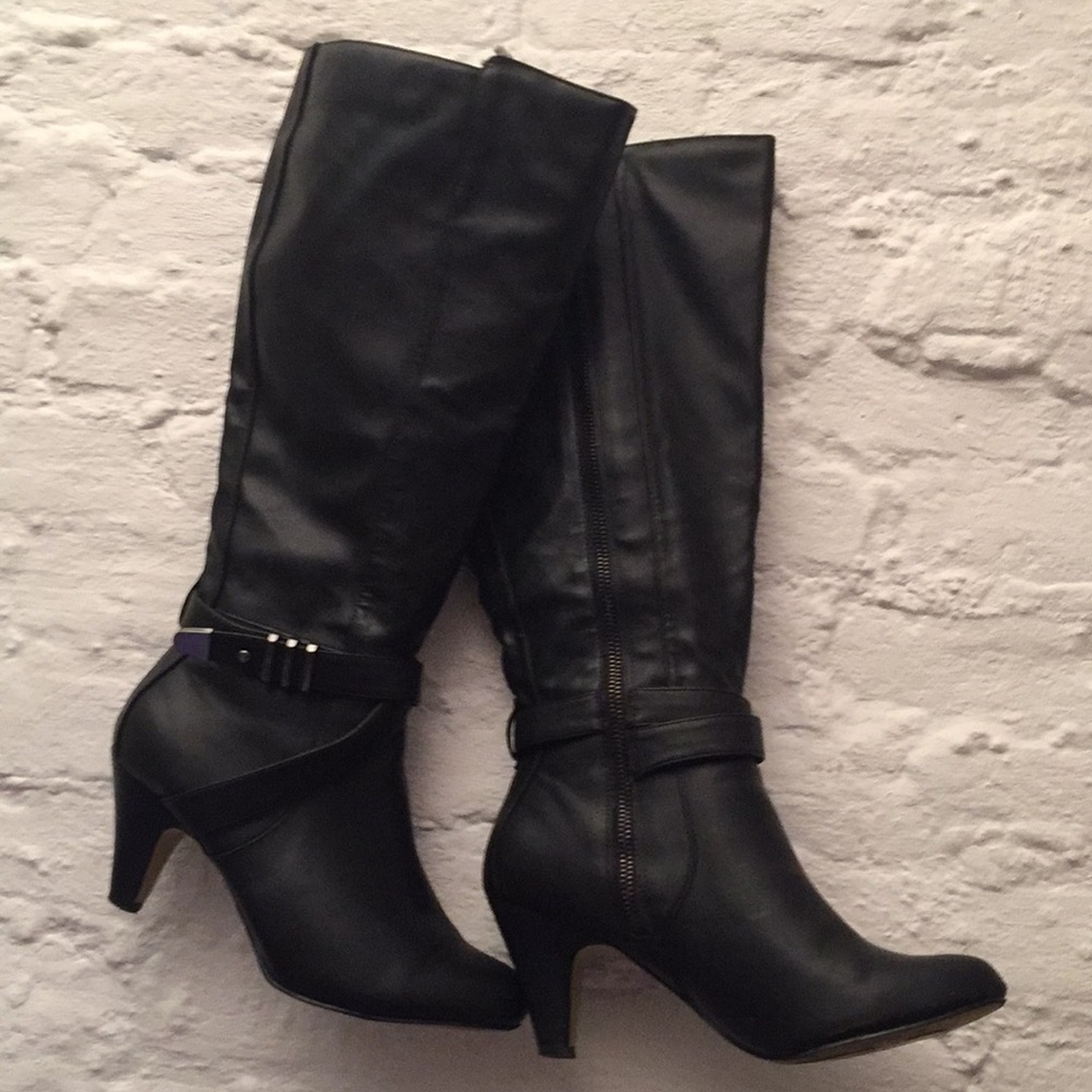 Boots wWide Plus Size Calves Vegan Black Leather